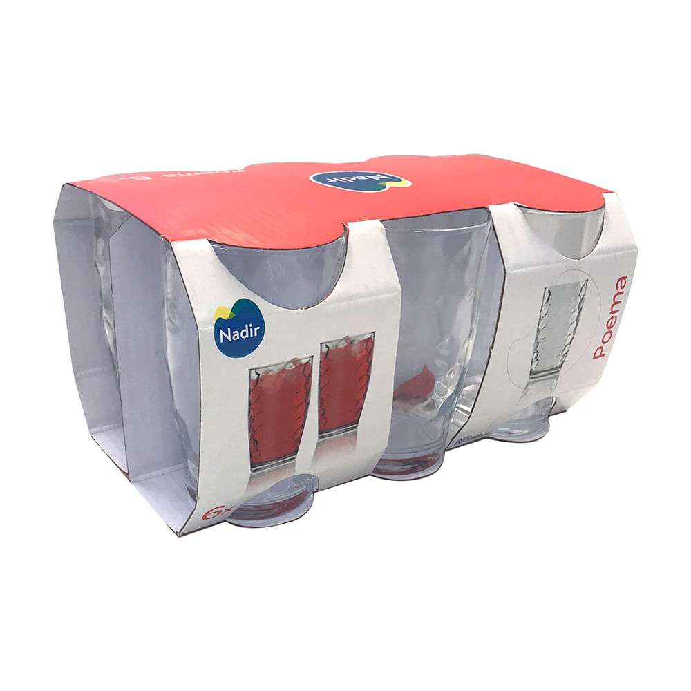 JGO D/VASOS D/VIDRIO 300ML TUMBLER POEMA
