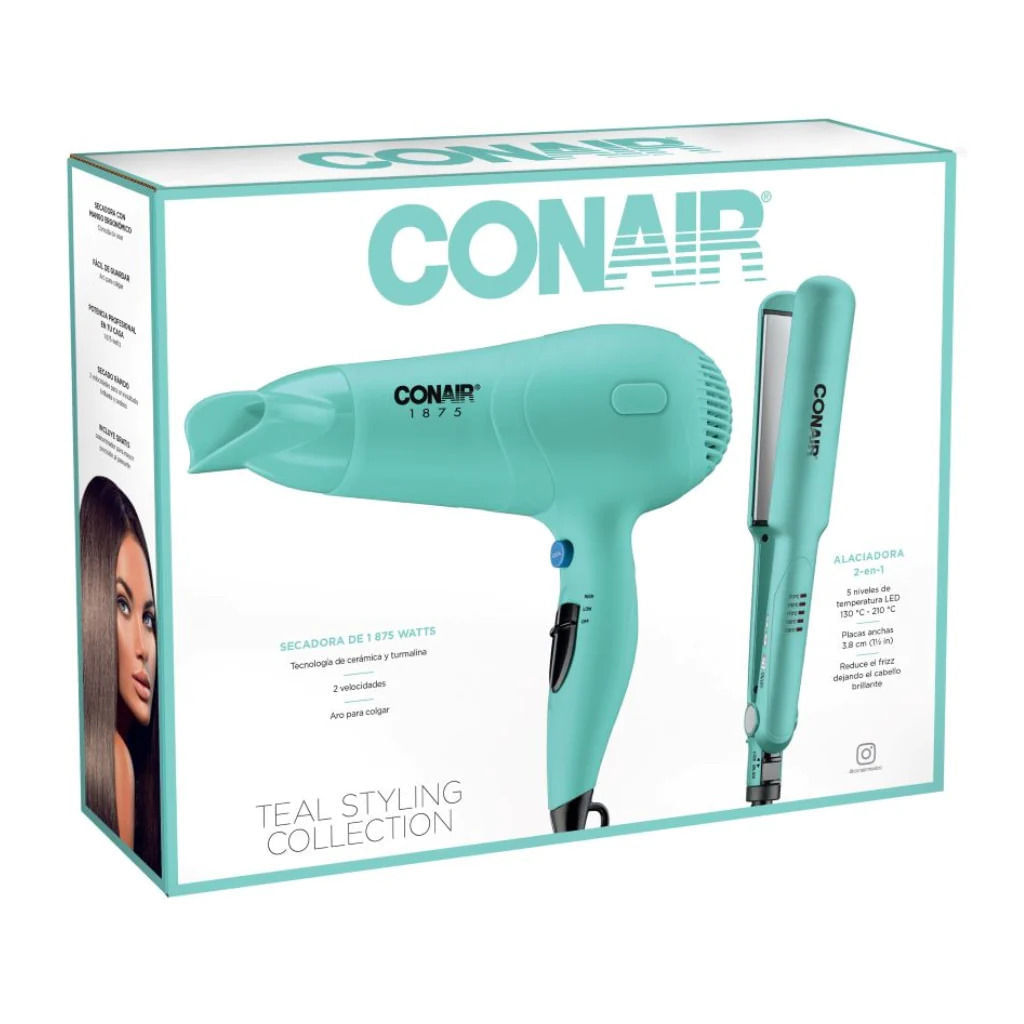 COMBO SECADORA+PLANCHA D/CABELLO TEAL STYLING