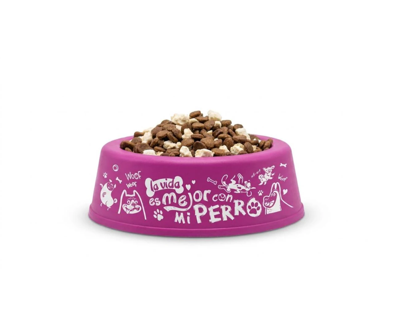 PLATO P/MASCOTAS 3TZ/750ML PERRO - FUCSIA DECORADO