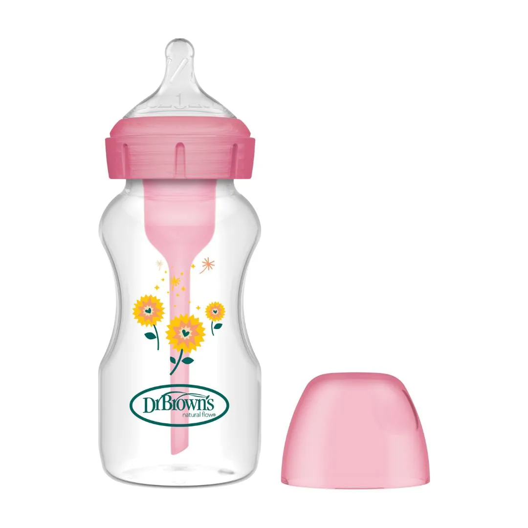 BIBERON BOCA ANCHA 9OZ/270ML FLORAL RSO