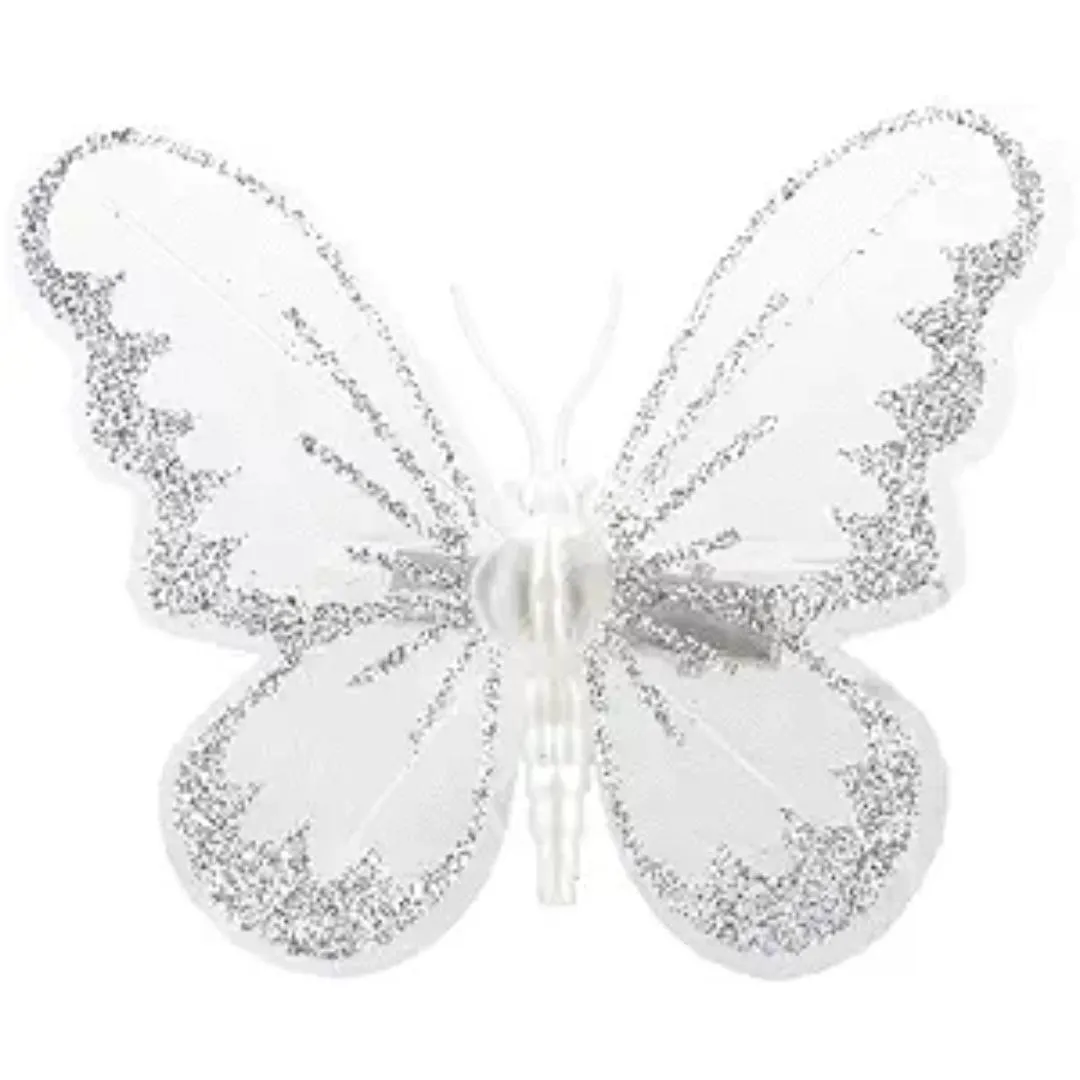 ADORNO CL 7"X5"  MARIPOSA C/CLIP BLC-PLT