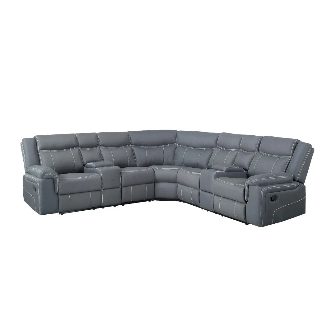 SOFA SECCIONAL CUERINA GRIS