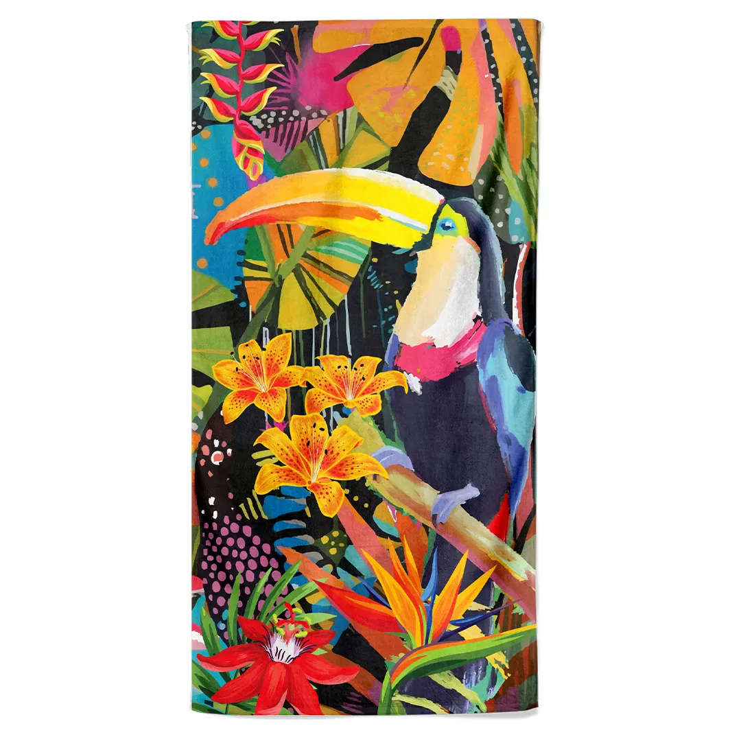 TOALLA PLAYER TOUCAN TROPIC 100% ALGODÓN