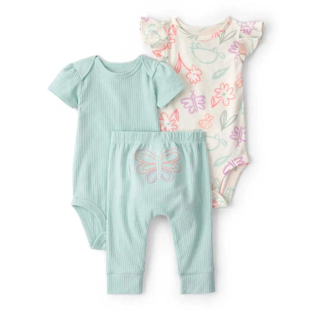 MAMELUCO MC C/PANT BUTTERFLY 3PCS