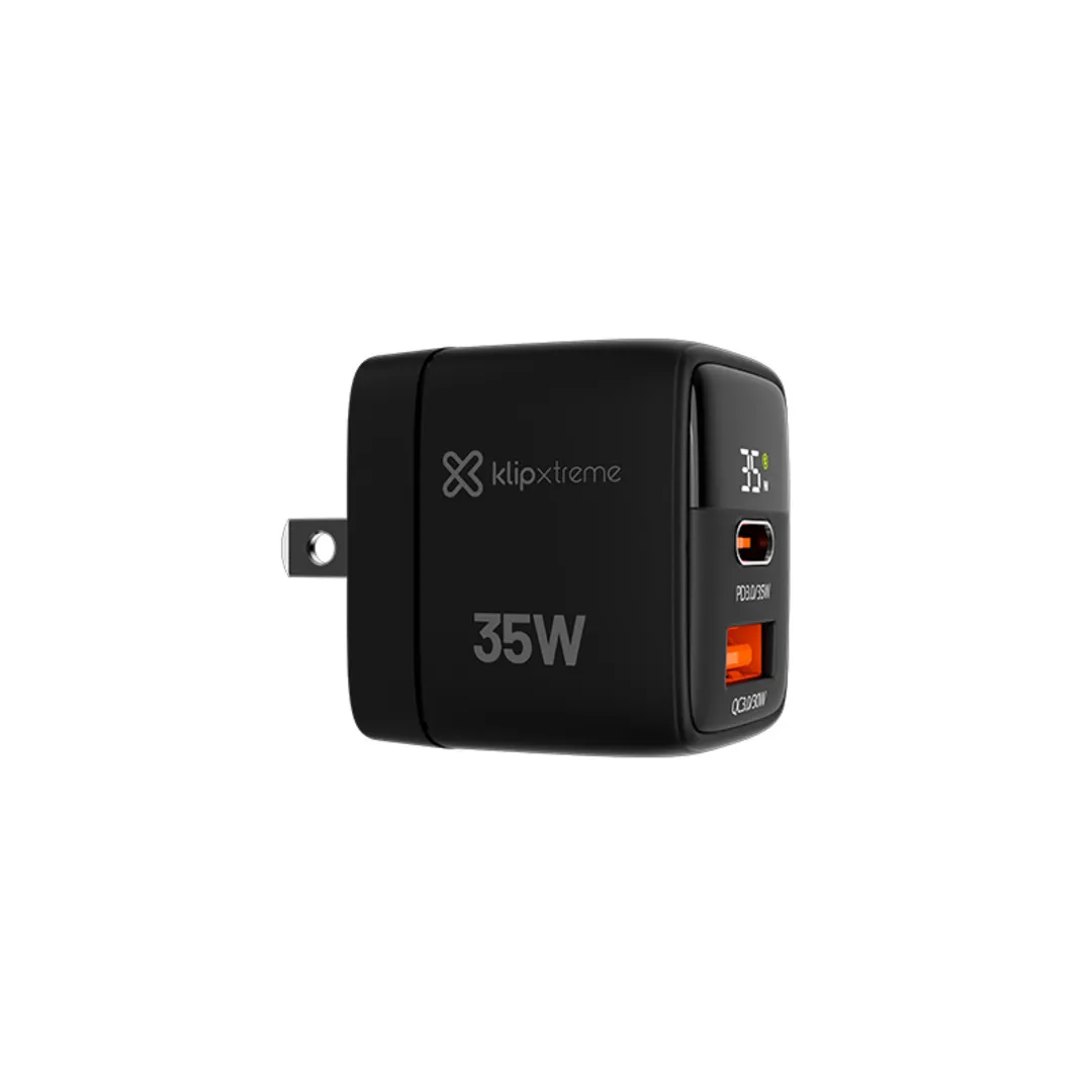 CARGADOR KLIP D/PARED/USB-C/2PUERTOS/35W
