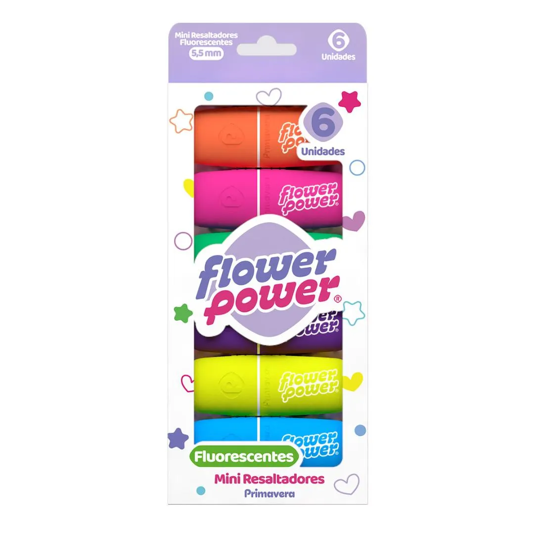 MINI RESALTADOR FLOWER NEON X 6