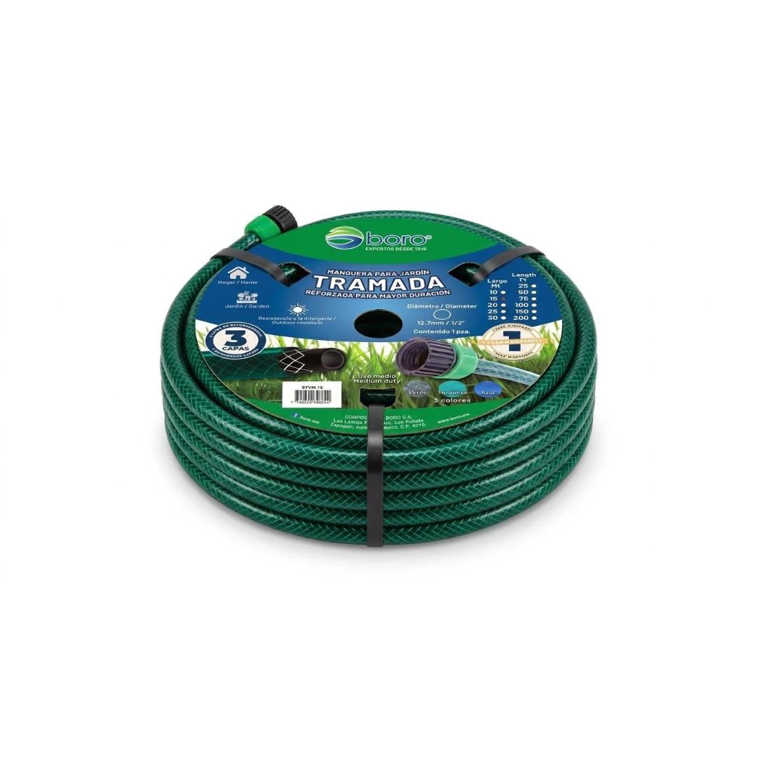 MANGUERA TRAMADA VERDE 1/2"X 100FT