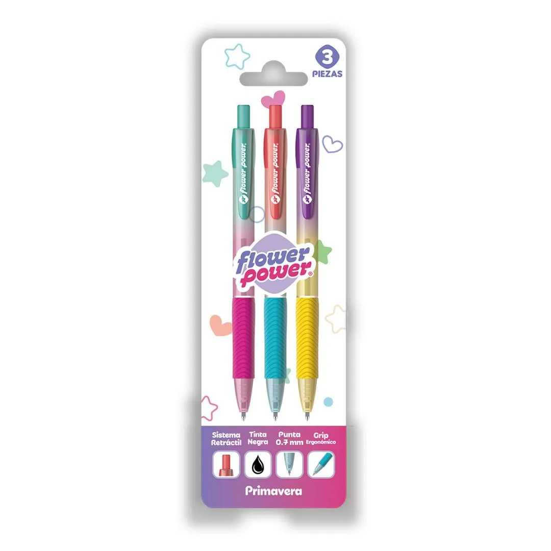 SET BOLIGRAFO FLOWER POWER DEGRADE X3
