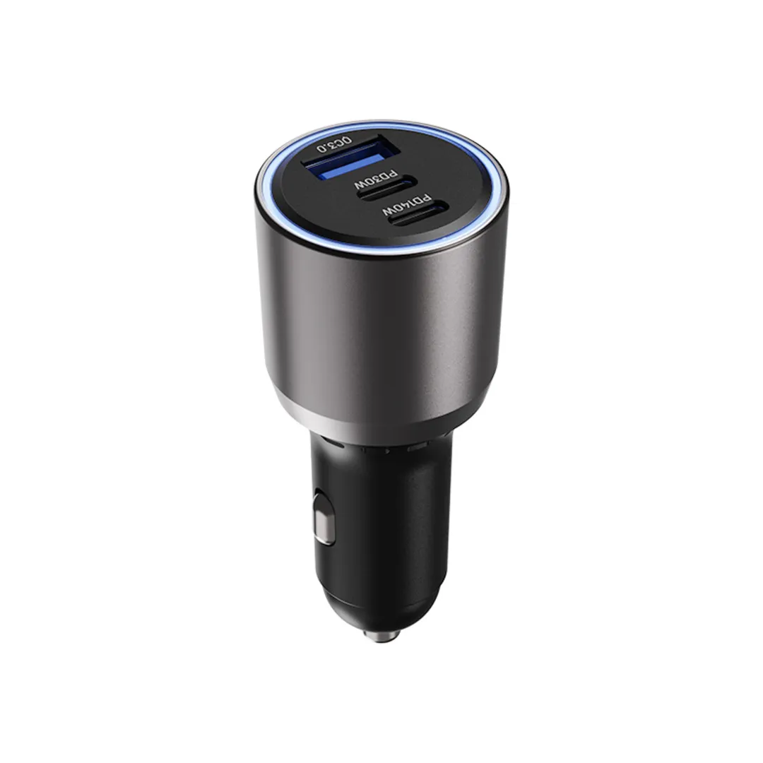 CARGADOR KLIP P/CARRO/2USB-C/1USB-A/140W