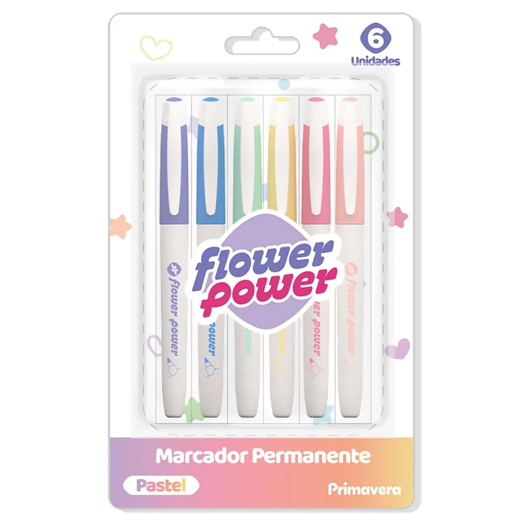 MARCADORES PERM FLOWER POWER PASTEL X6